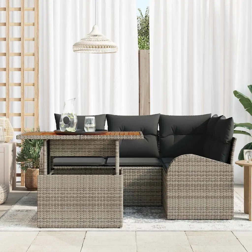 Set Divano da Giardino 5 pcs Grigio Poly Rattan 3358316