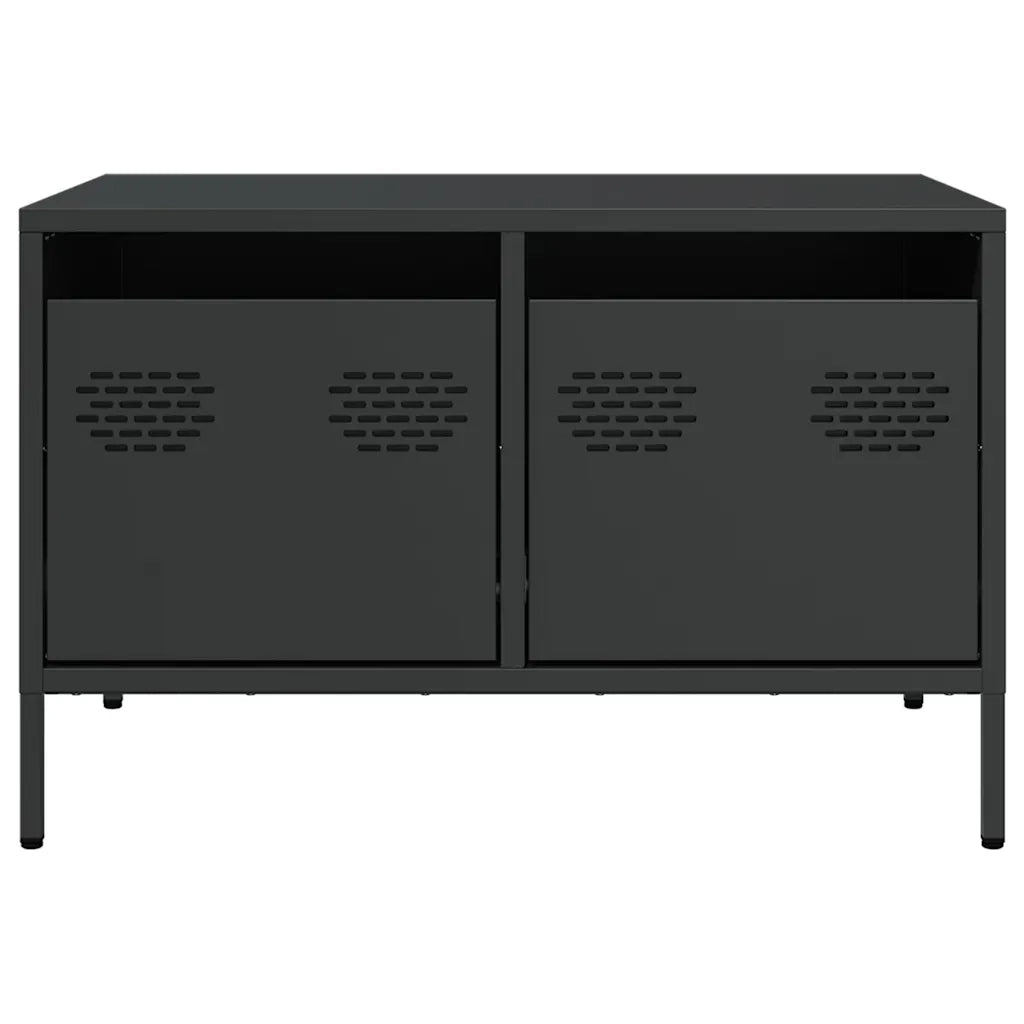 Mobile TV-Credenza per TV-Console TV Nero 68x50x43,5 cm in Acciaio Laminato a Freddo