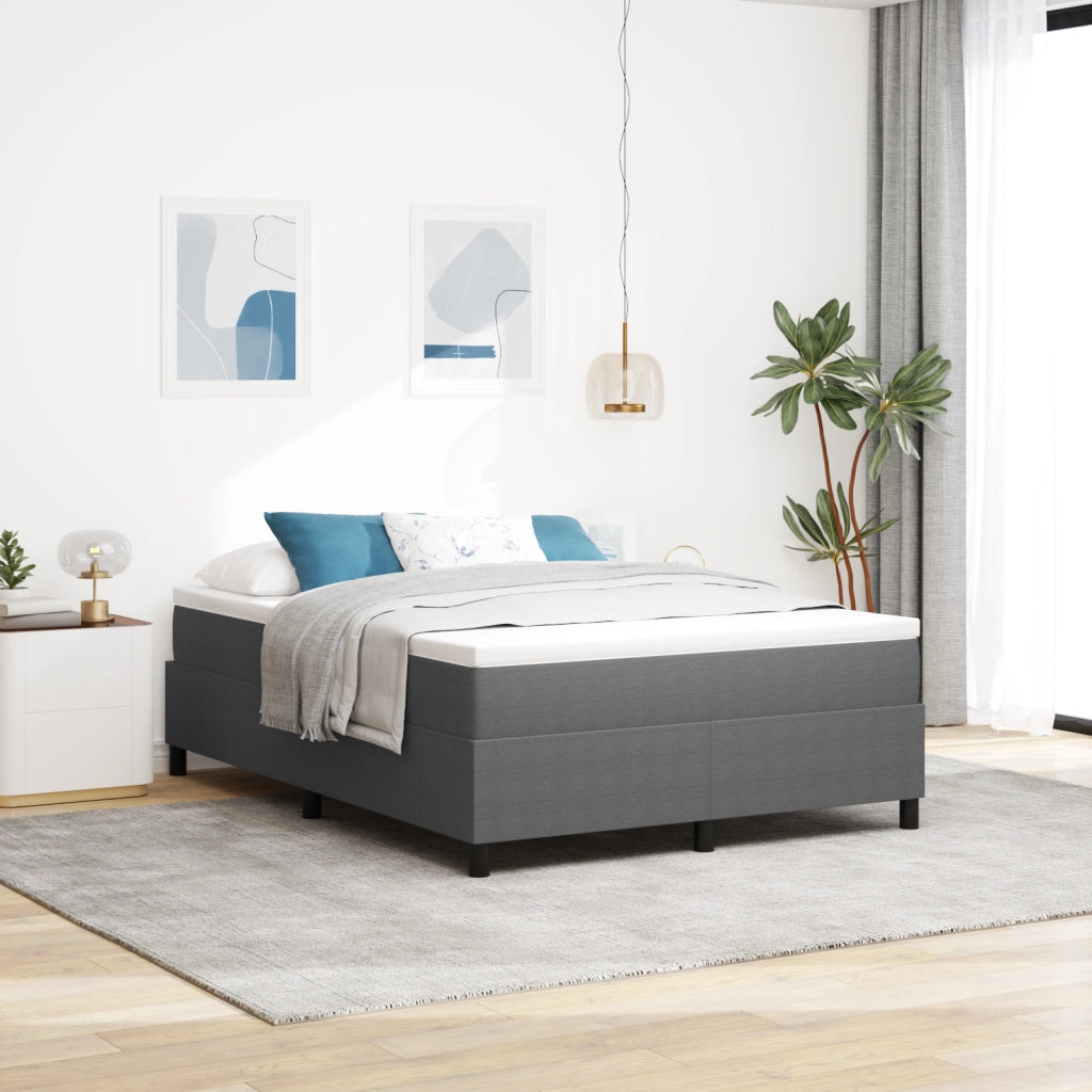 Letto Box Spring Grigio Chiaro 140x200 cm in Tessuto Corduroy