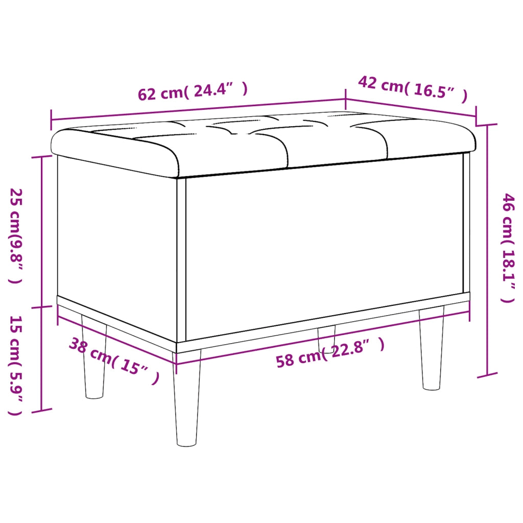 Panca Portaoggetti Bianca 62x42x46 cm in Legno Multistrato 835068