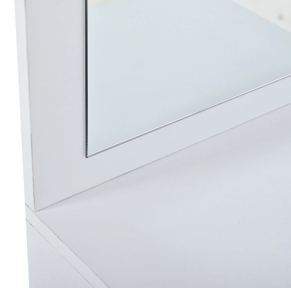Mobile guardaroba da ingresso con scarpiera, specchio e panca in pannello MDF bianco salvaspazio