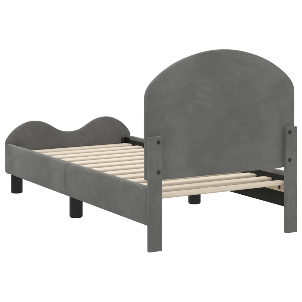 Letto singolo | Letto per adulti | Struttura letto per bambini con testata Grigio Scuro Velluto