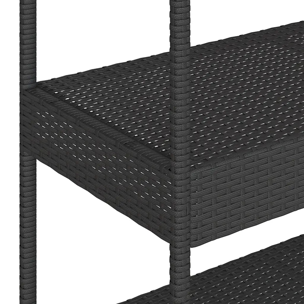 Carrello da Bar 3 Livelli Nero in Polyrattan e Legno Acacia CFW5074030