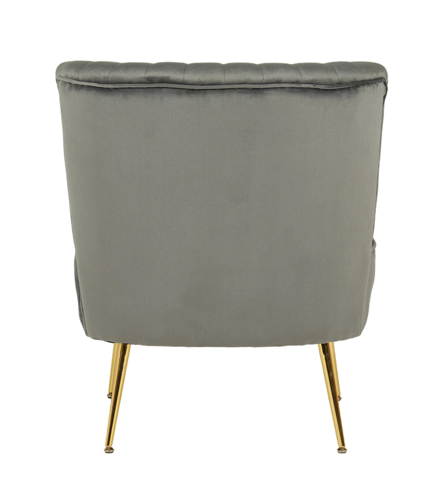 Poltrona Moderna Stile Scandinavo Comoda Rivestita In Velluto Poltroncina Da Camera Con Gambe Oro Sedia Per Ingresso Ufficio Casa Lavoro Divano Singolo Relax  - Grigio Scuro