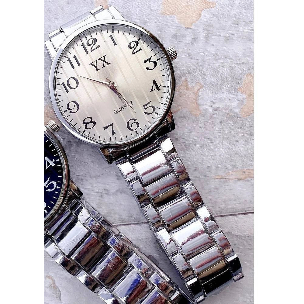 Trade Shop - Orologio Da Polso Uomo Yx Analogico Al Quarzo Acciaio Fashion Elegante Silver -
