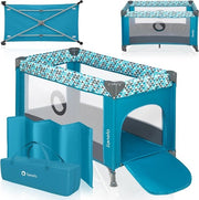Culla per bambini, letto portatile, da nascita a 15 kg, ingresso laterale, sistema di sicurezza, blocco delle ruote, borsa da trasporto, pieghevole