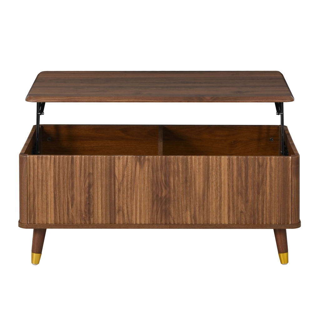 Tavolino da caffè moderno retrò con piano sollevabile 97x52x56;5 cm in MDF; noce