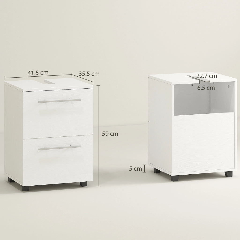 Mobile Sottolavabo Mobiletto Bagno Moderno 41,5x35,5x59 cm Rivestimento in Melamina Bianco