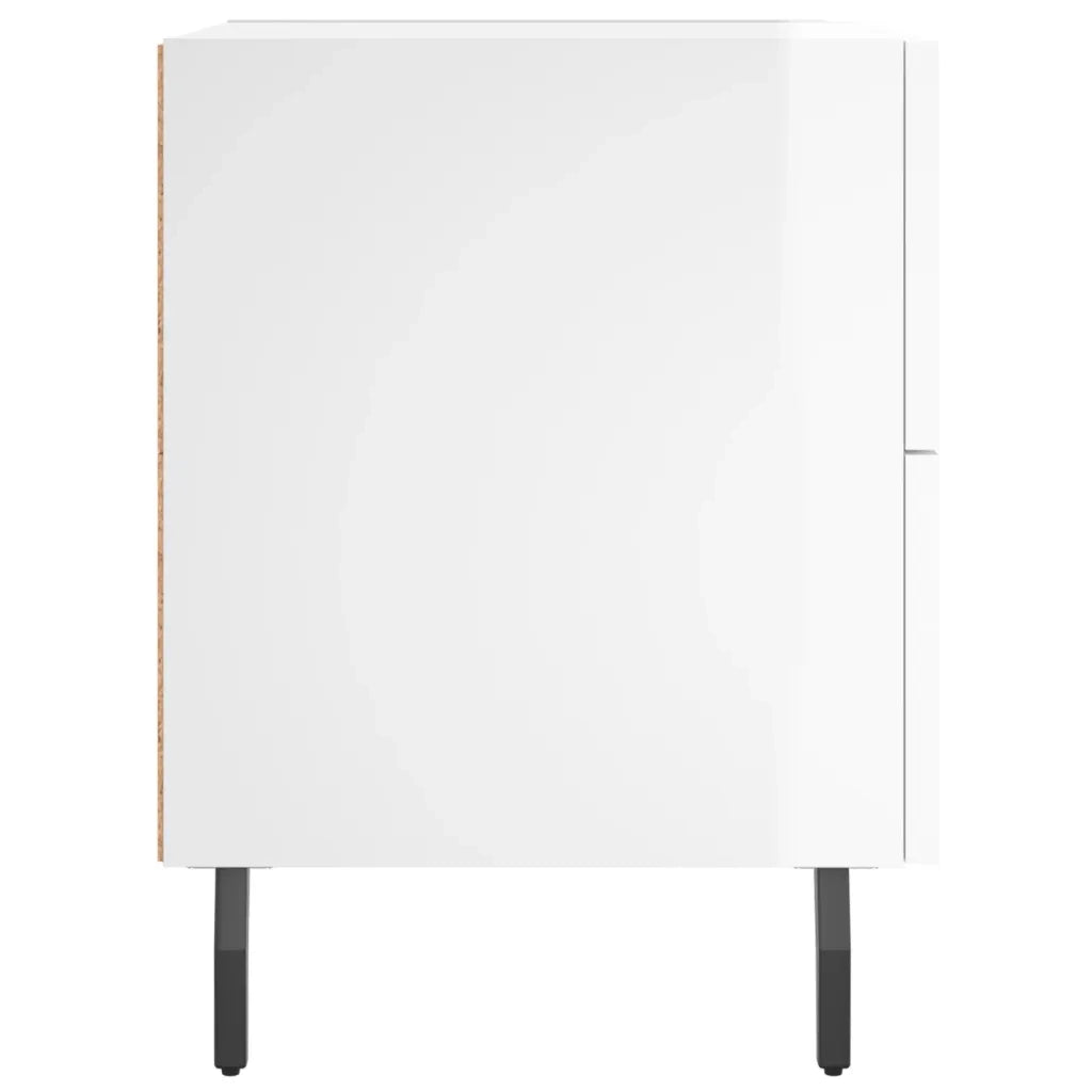Comodini 2 pz Bianco Lucido 40x35x47,5 cm in Legno Multistrato 827345