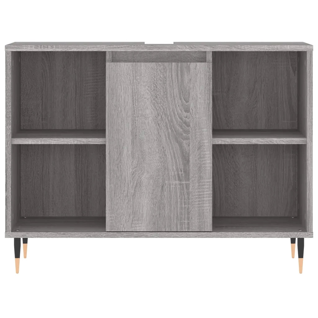 Mobiletto da bagno con 4 ripiani e vano contenitore 80 x 33 x 60 cm realizzato in legno composito Sonoma grigio 02_0049054
