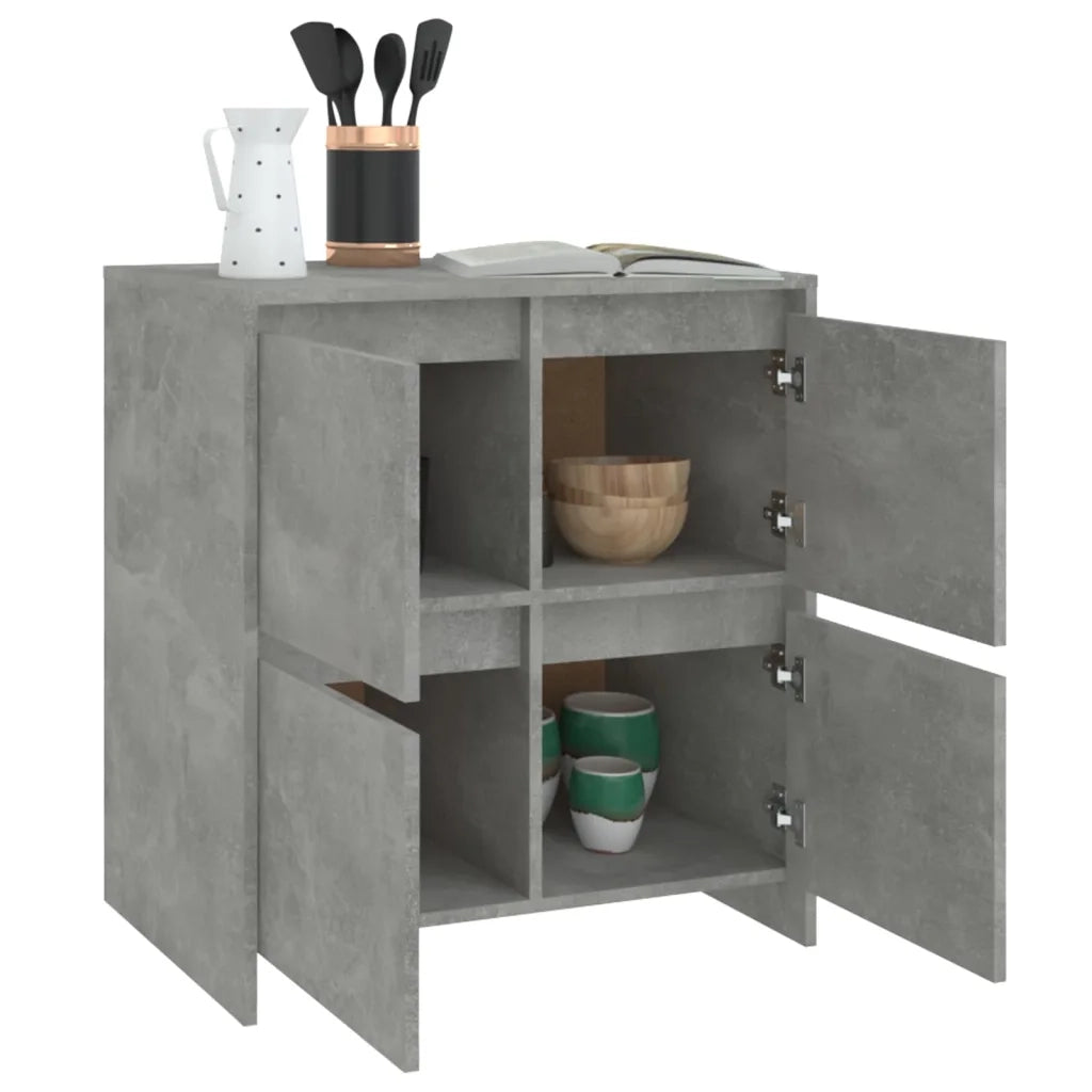 Credenze 2 pz Grigio Cemento 70x41x75 cm in Legno Multistrato 3098092