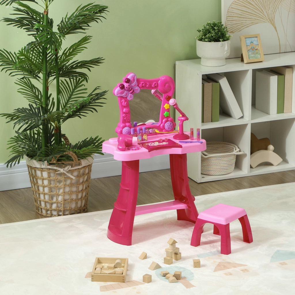 Cameretta bambina con toeletta, specchio, luci, musica, microfono, phon e ripiani ¨C zephmum ¨C rosa