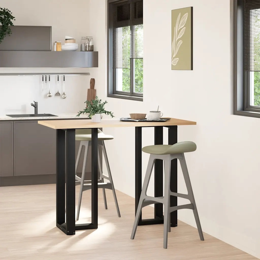 Gambe per tavolo da bar a forma di T 2 pz nere 40x35x(100-101) cm in acciaio 4013084