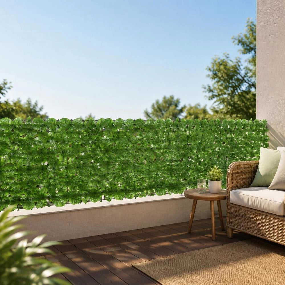 Balcony Privacy Screen With Green Leaves 500x100 Cm