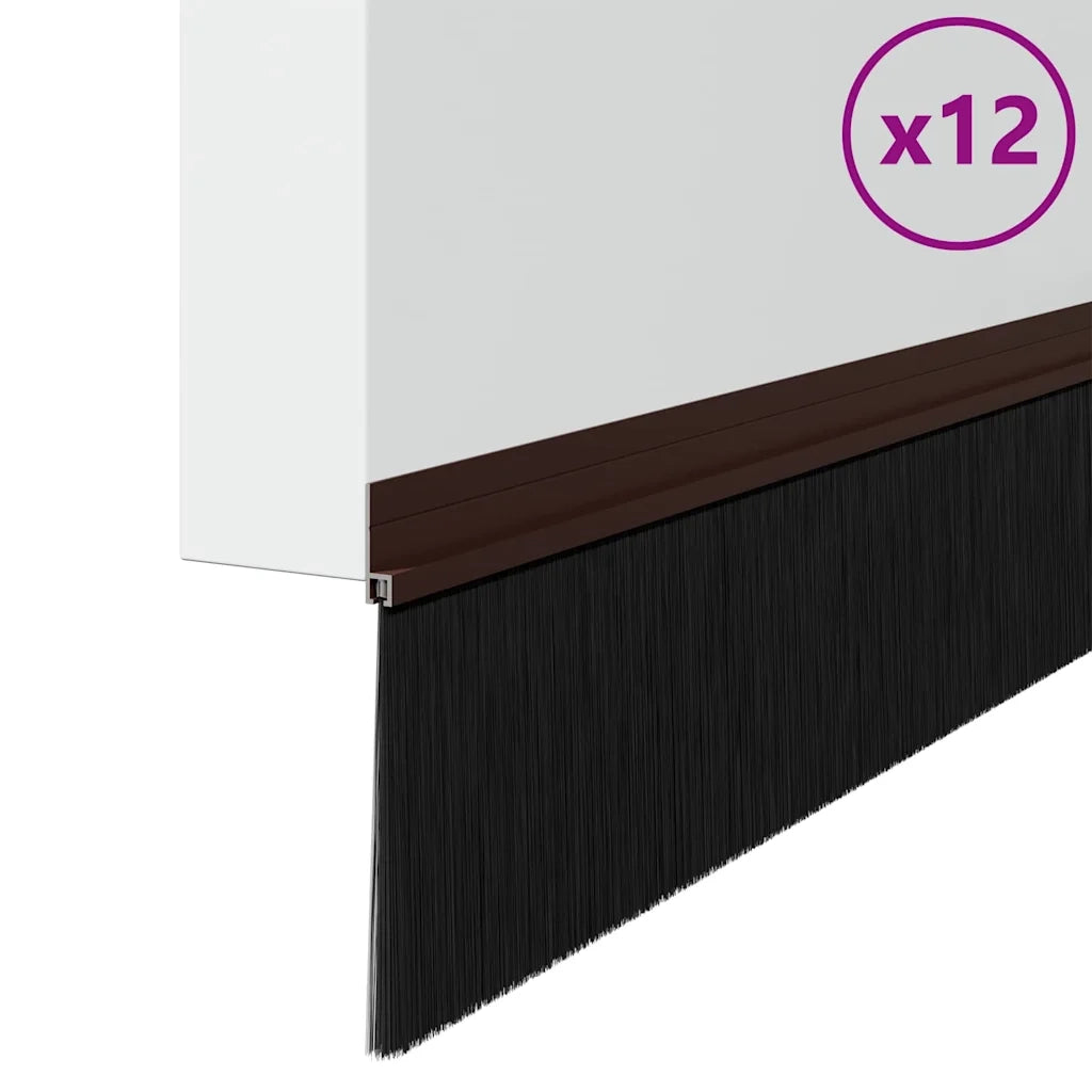 Spazzole per porte autoadesive 12 pcs Marrone 100 cm