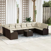 Set Divano da Giardino 11 pcs Marrone e Crema polyrattan 3354897