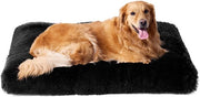 Letto Fluff per Cani Grandi XL, Cuscino per Cani Lavabile, Gomma Antiscivolo per Cani con Pluchetto Lungo, Nero, 105x70cm