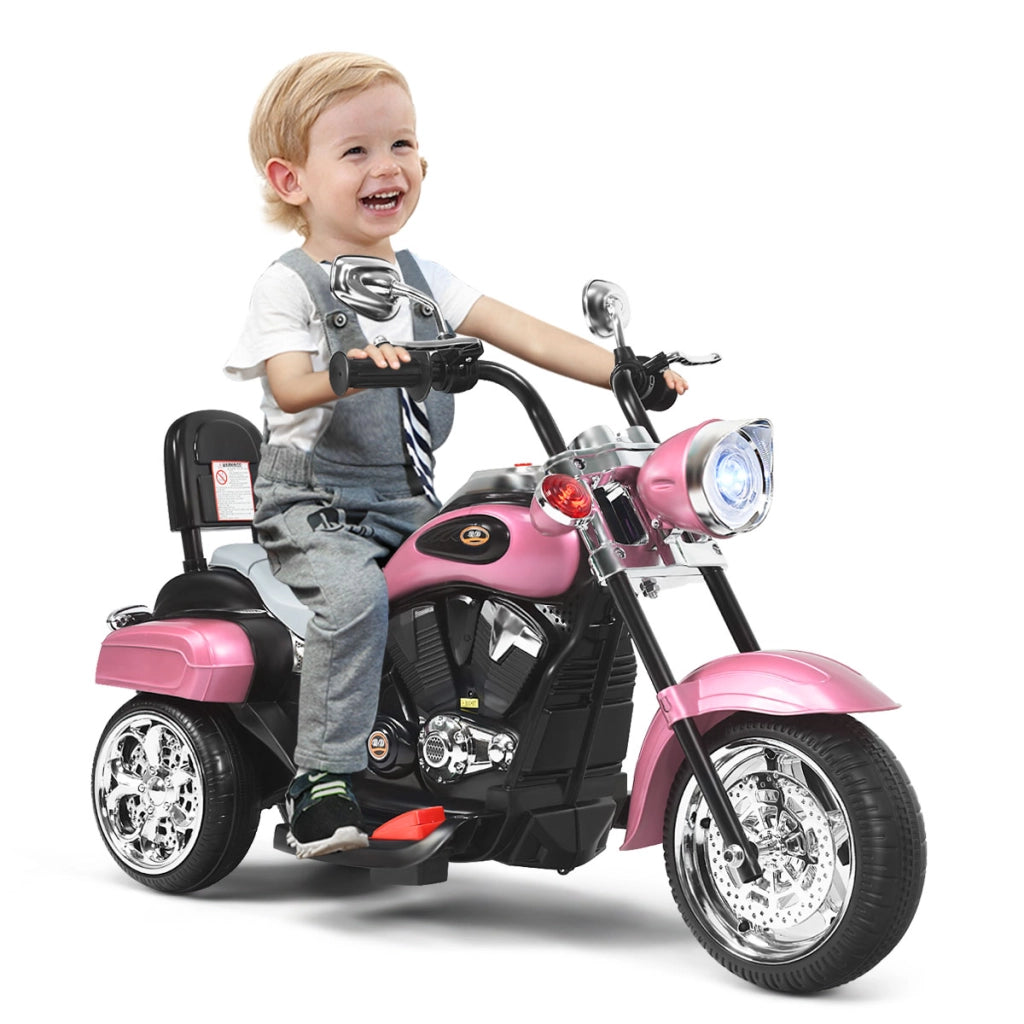 Moto in stile chopper per bambini e bambine, Moto cavalcabile alimentata a batteria Rosa-Moto elettriche
