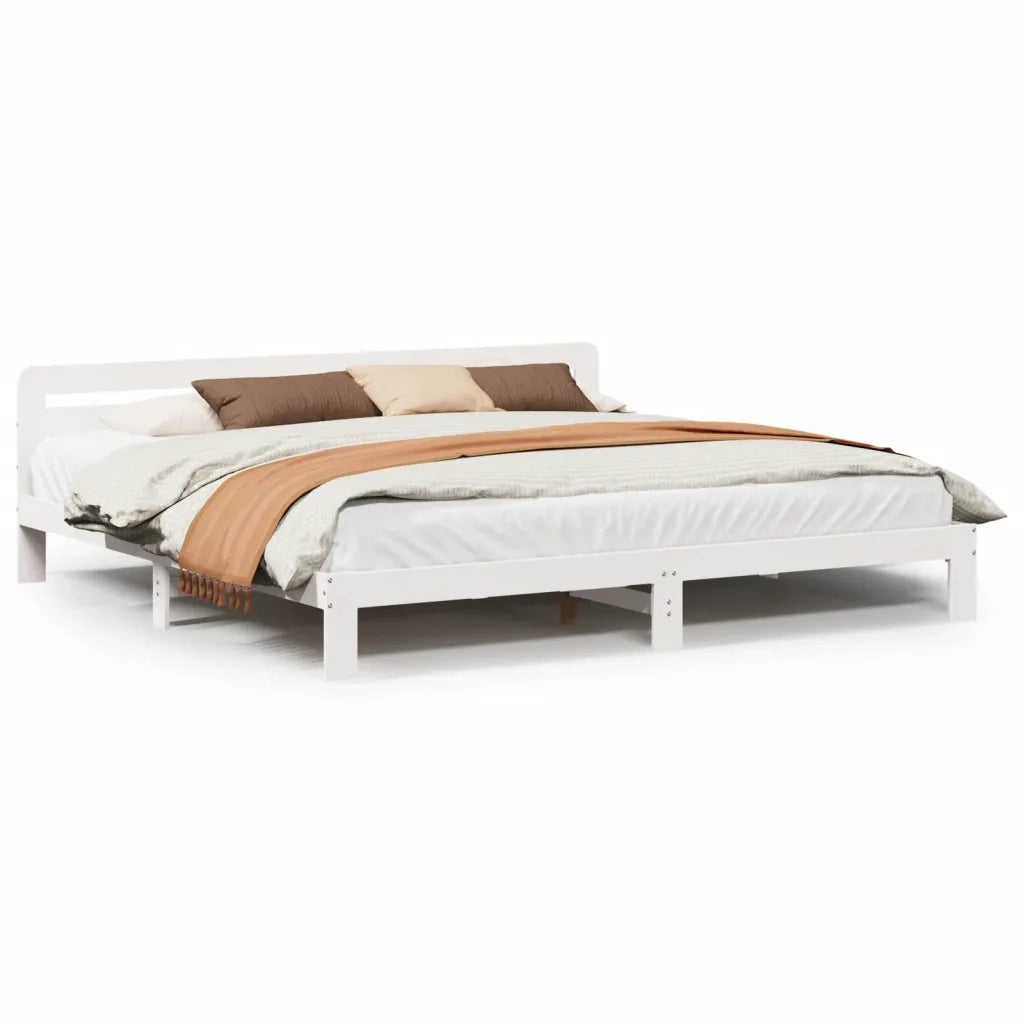 Giroletto senza Materasso Bianco 200x200 cm Legno Massello Pino 855562