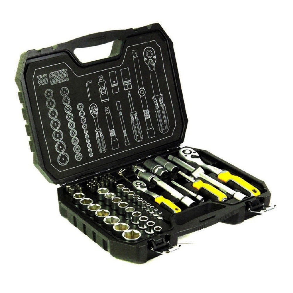 Trade Shop - Valigia Set Chiavi A Bussola 73 Pezzi 1/2" 1/4" Chiavi A Cricchetto Reversibili -