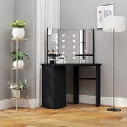 Tavolino da Trucco-Toeletta Angolare con LED Nero 111x54x141,5 cm