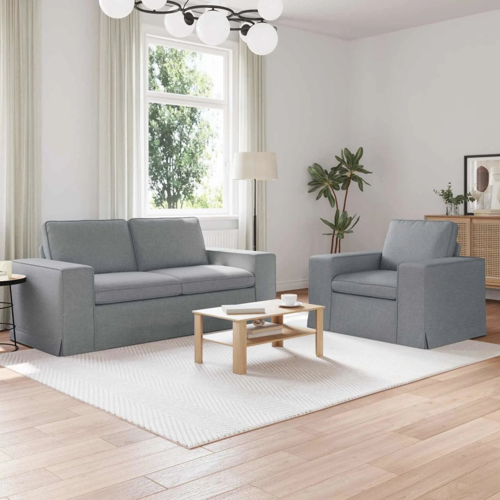 Set di divani 2 pcs Grigio chiaro 182 x 80 x 82 cm Tessuto