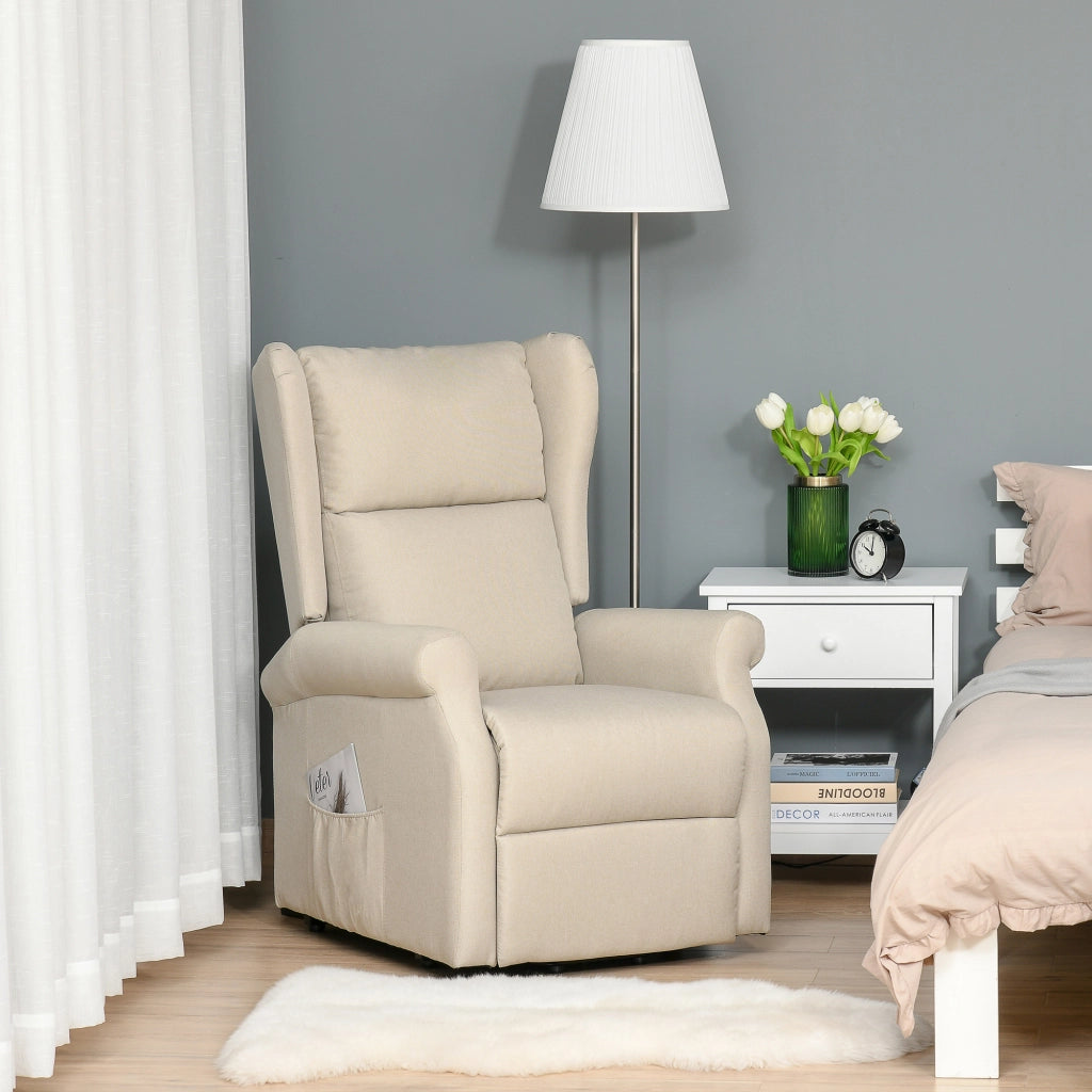 Poltrona reclinabile elettrica con poggiapiedi ¨C zephmum ¨C Lino crema