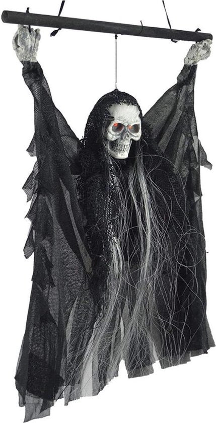 Decorazione per Halloween - Decorazione per Halloween Atmosfera Ominosa con Suono - Decorazione per Halloween con Luce Scheda da Appendere Fantasma da Appendere Skeletto da Appendere per la Porta Giardino