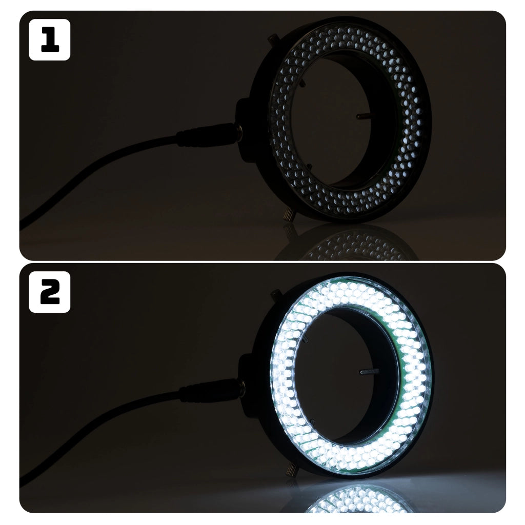 Illuminatore per Microscopio 144xLED – Regolabile con Dimmer | Diametro 60–95 mm