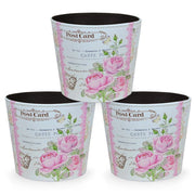 Vasi caspò cestino in plastica fantasia fiori rosa cm 19 x 15x h 17 set da 3