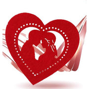 Trade Shop - Set 4pz Sottobicchieri 11cm San Valentino Forma Cuore Tessuto Rosso Feltro 95448 -