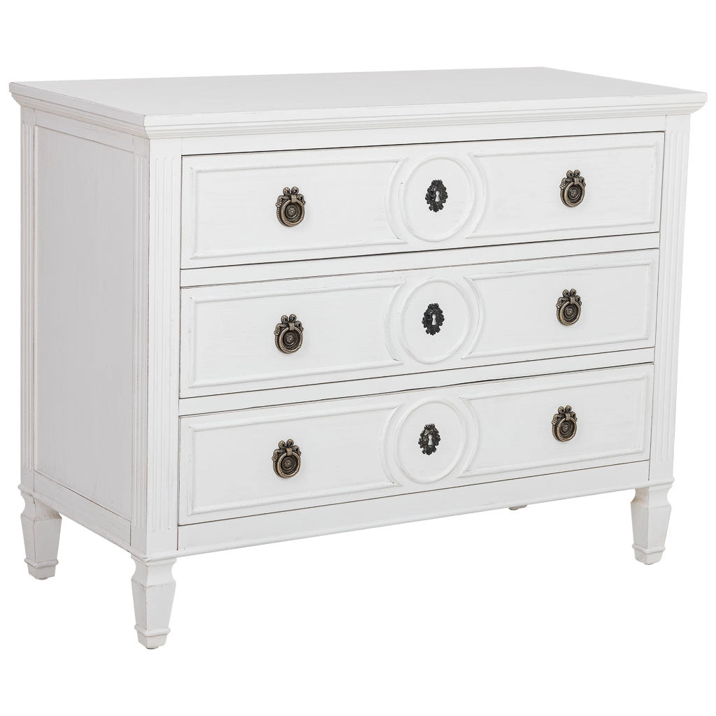 Cassettone in legno bianco 102x46x80h cm
