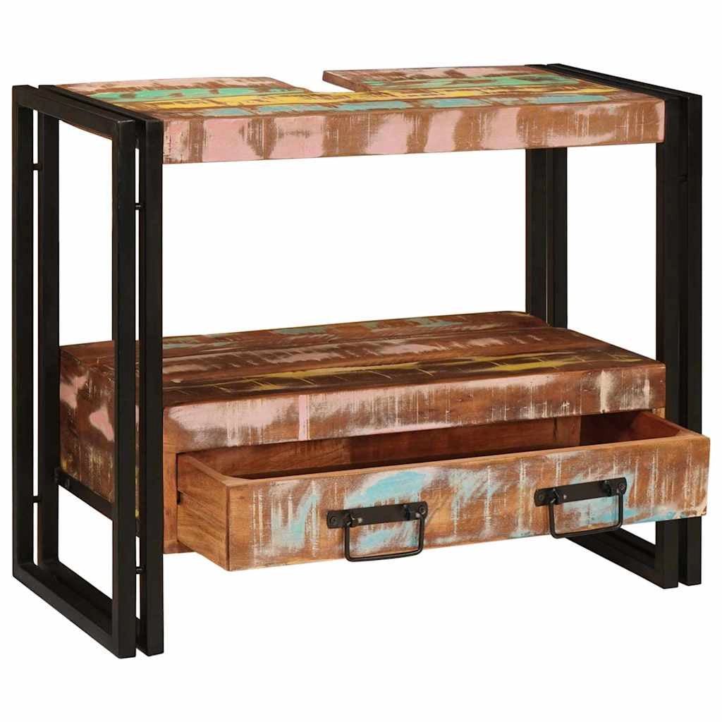 Mobiletto moderno con cassetto 71 x 33 x 58 cm pratico e resistente in ferro nero 02_0058001
