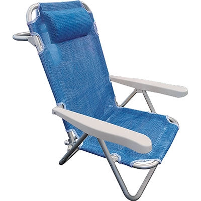 SPIAGGINA COMFORT DOMUS  ALLUMINIO/TEXT BLU CM 61X53 H.CM 81