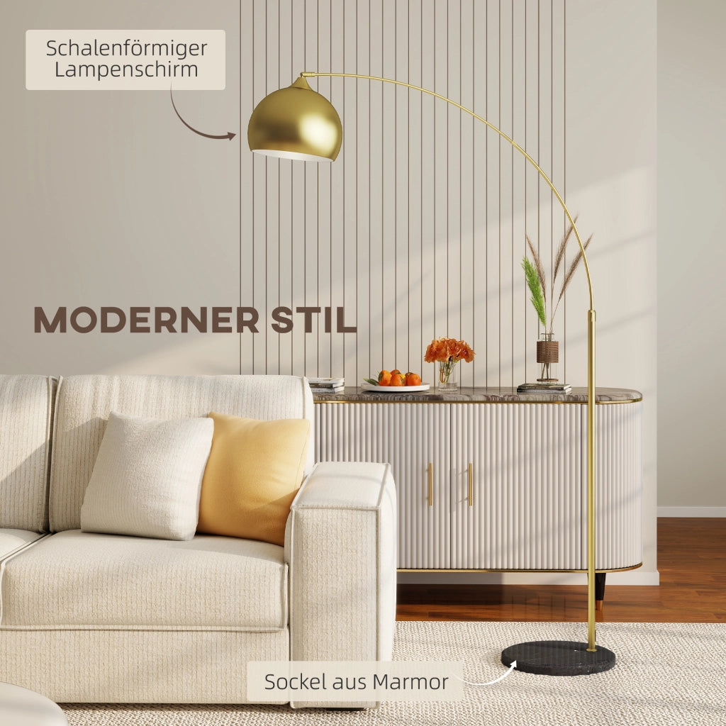 Lampada da terra a braccio regolabile ¨C ZephMum ¨C Nero/Oro 170-180cm base marmo