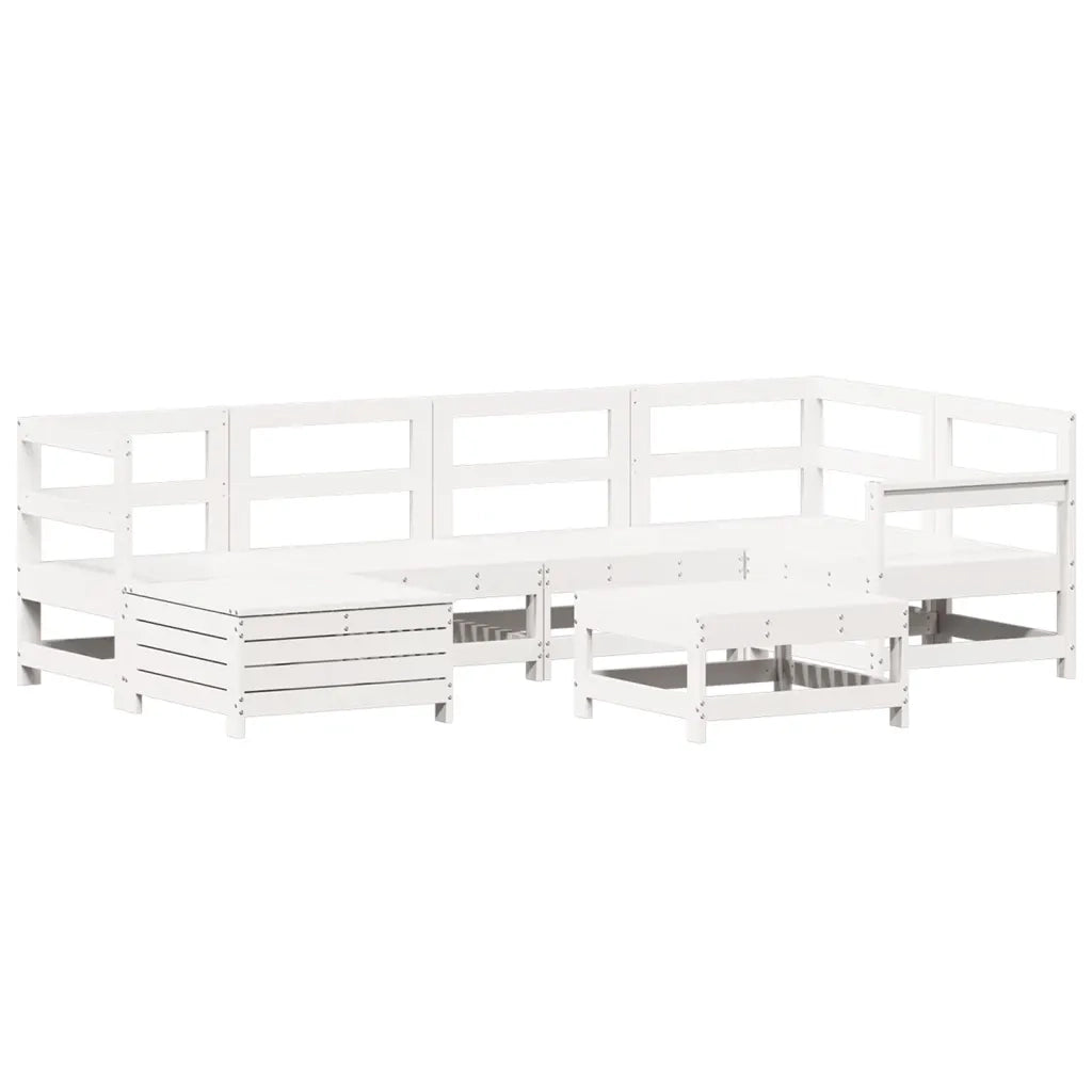 Set Divani da Giardino 7 pz Bianco in Legno Massello di Pino 3250949