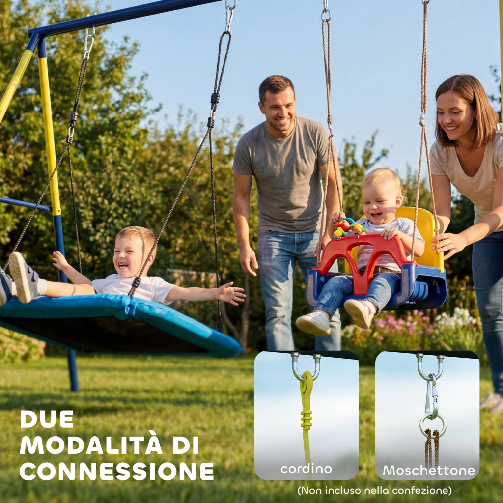 Struttura per Altalena da Giardino 260x160x178 cm con 4 Ganci in Acciaio Blu