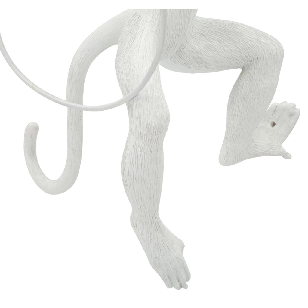 Applique da parete Monkey in polyresin bianca a forma di scimmia