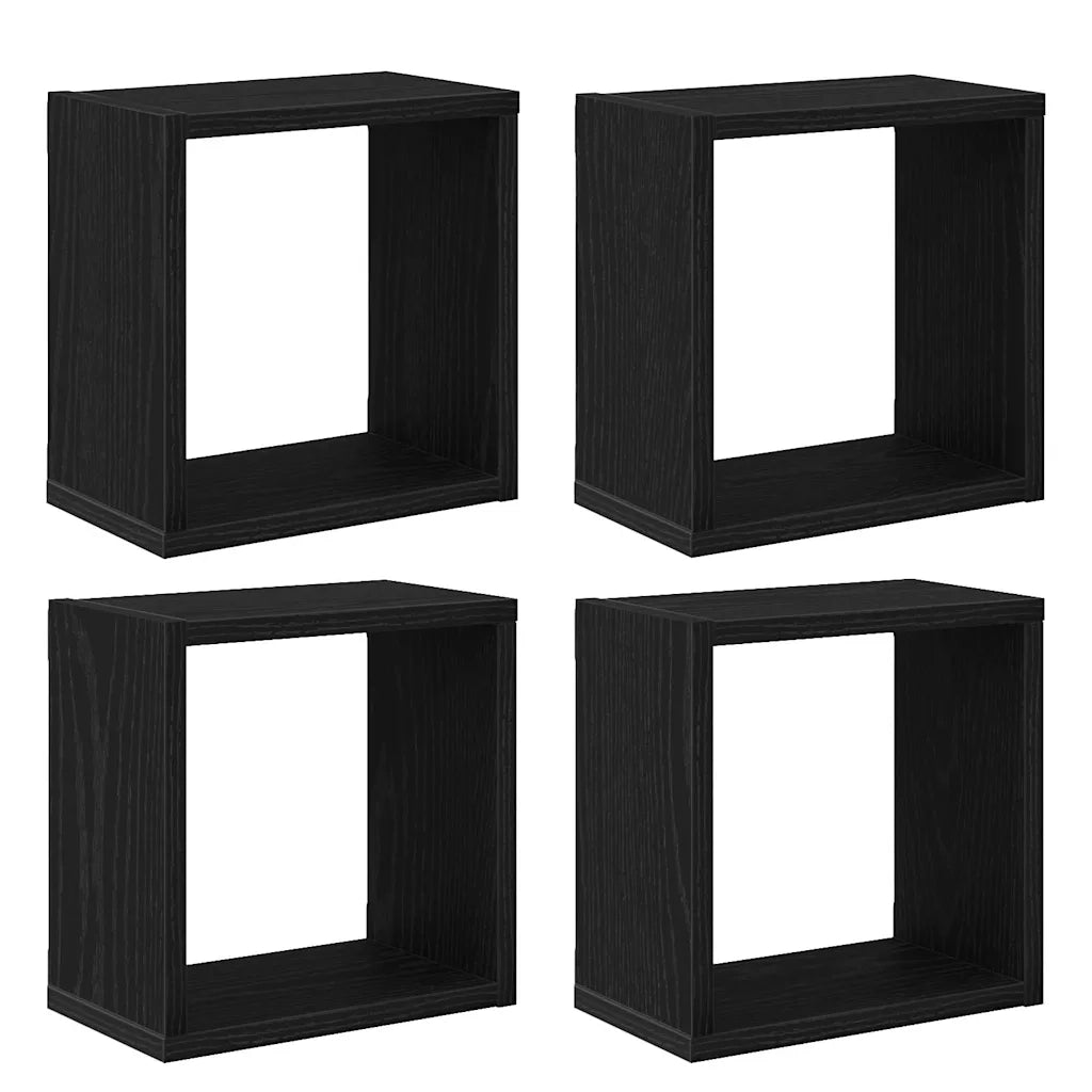 Scaffali da parete 4 pcs Rovere Nero Legno multistrato 875181