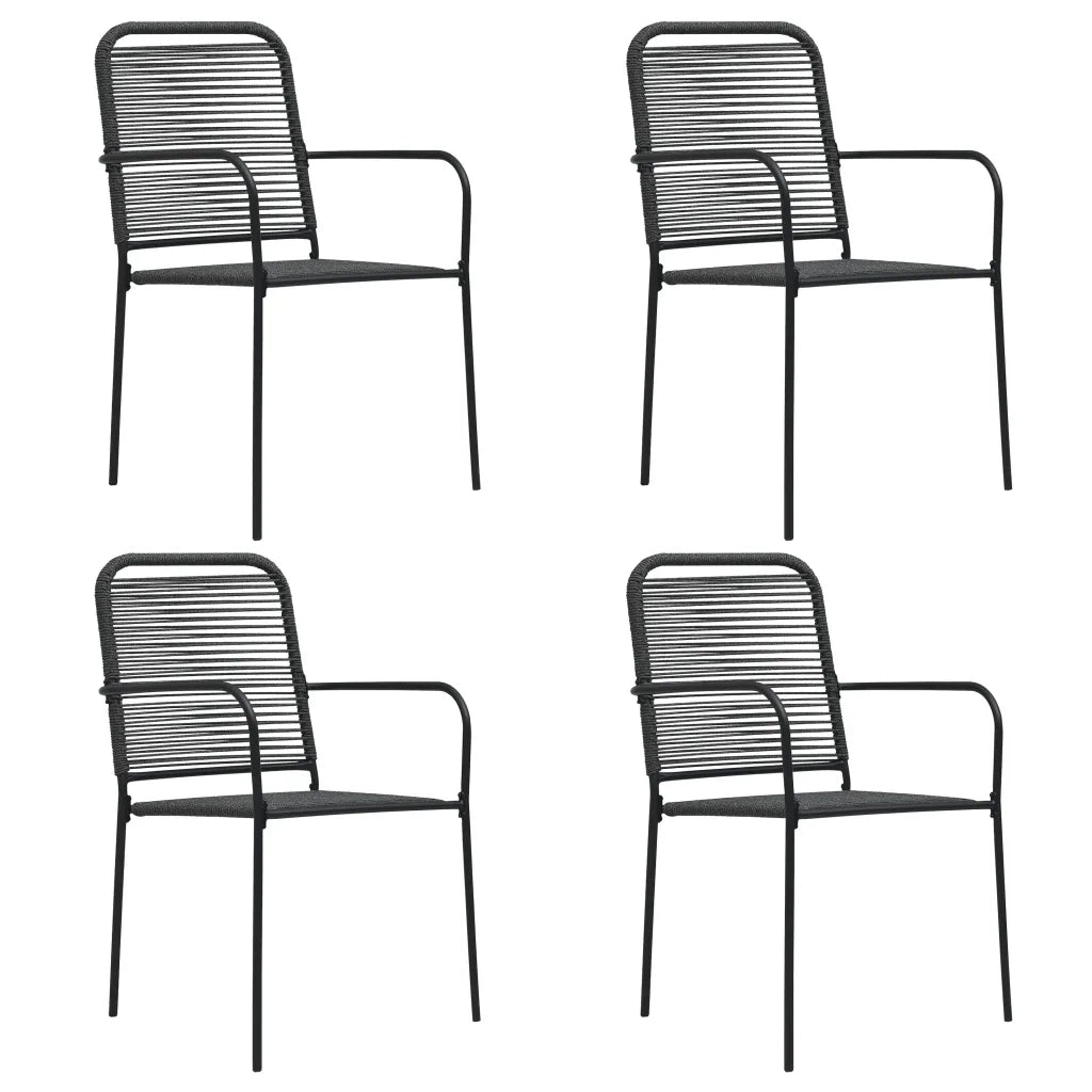 Set da Pranzo da Giardino 5 pz Nero in Vetro e Acciaio 3060209