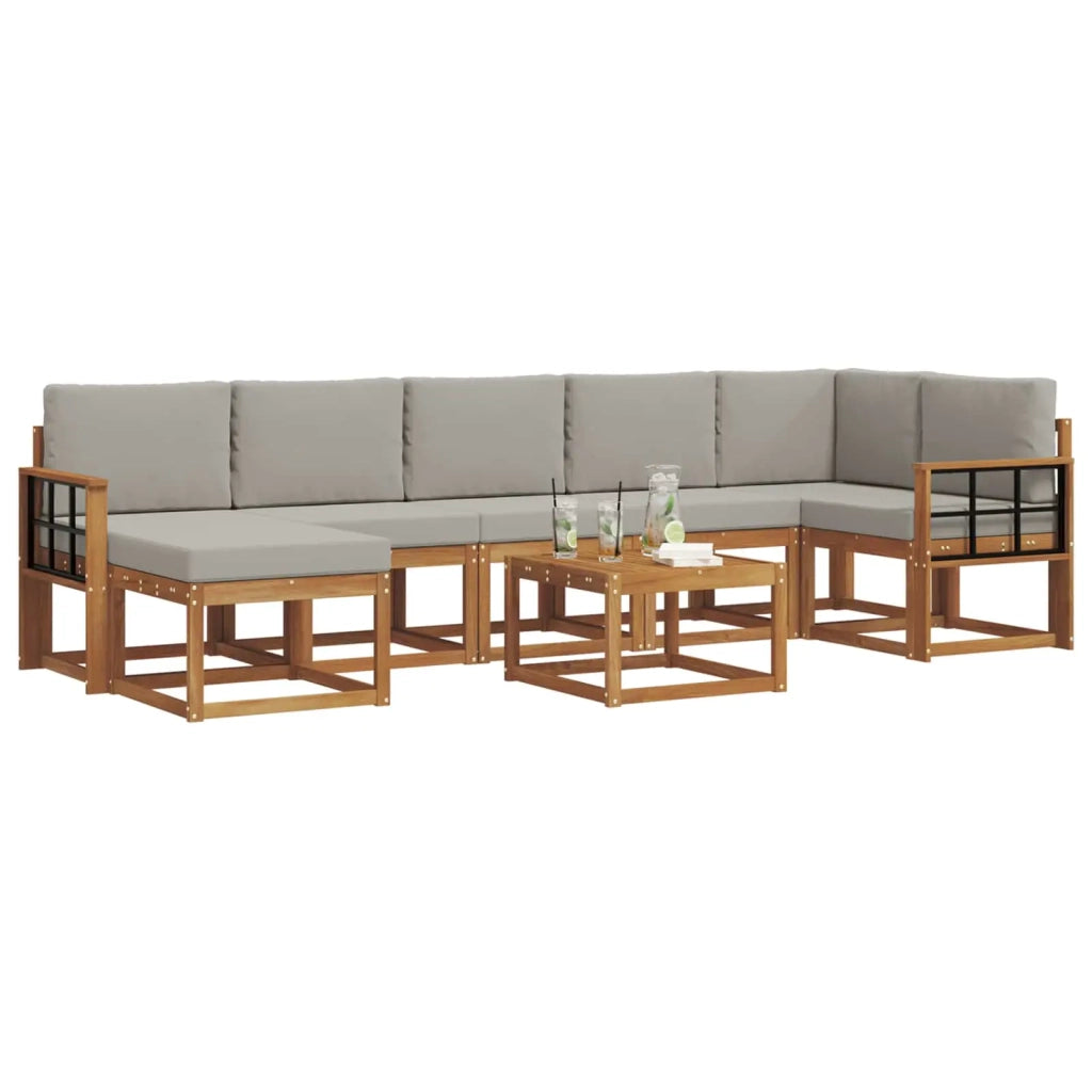 Set di divani da esterno 8 pcs Grigio Naturale e Chiaro 3366754