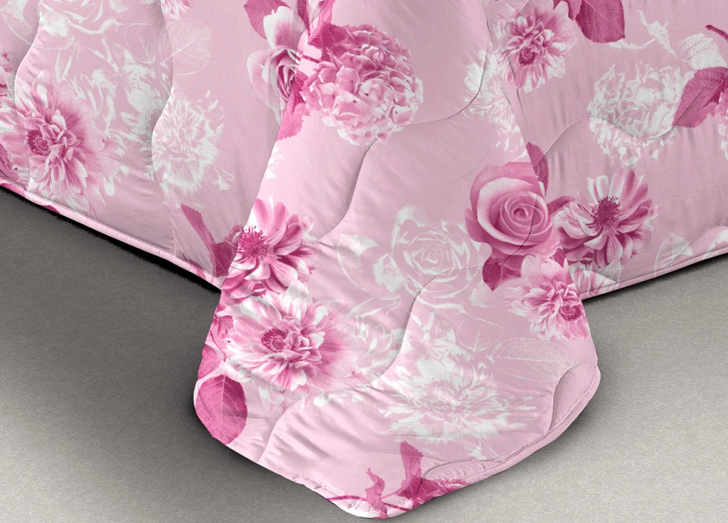 Trapunta Piumone Letto Invernale Imbottita 300gr Scaldanotti Matilde - Piazza E Mezza - Rosa