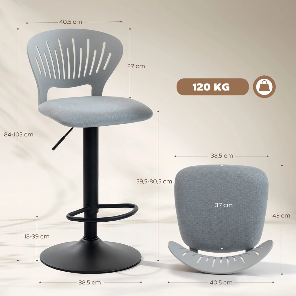 Sgabelli da Bar Regolabili in Altezza ¨C Minimal ¨C Grigio 84-105 cm