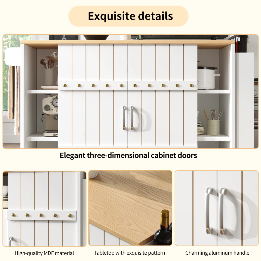 Carrello da Cucina con Cassetti e Ante Scorrevoli ¨C MINIMAL ¨C Bianco, Effetto Legno
