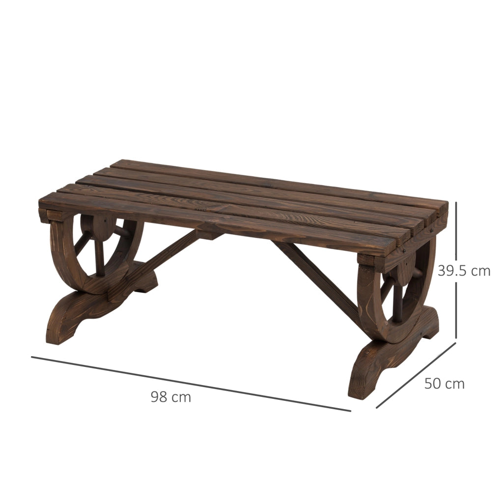 Panchina da giardino in legno 98 x 50 x 39,5 cm, stile rustico, per 2 persone