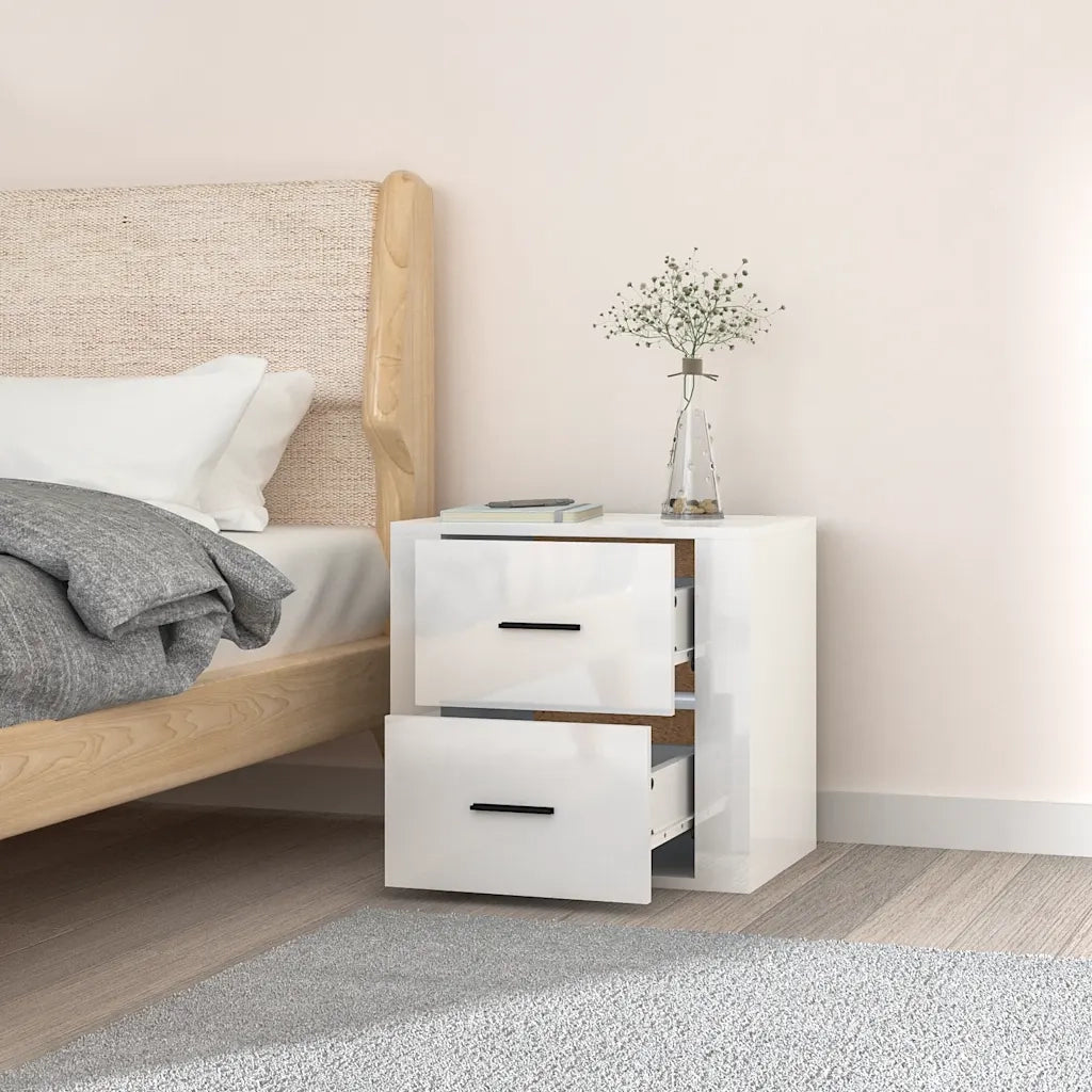 Comodino a Muro Bianco Lucido 50x36x47 cm 816858