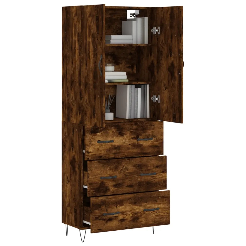 Credenza | Madia | Buffet da pranzo | Armadio da pranzo Rovere Fumo 69,5x34x180 cm in Legno Multistrato