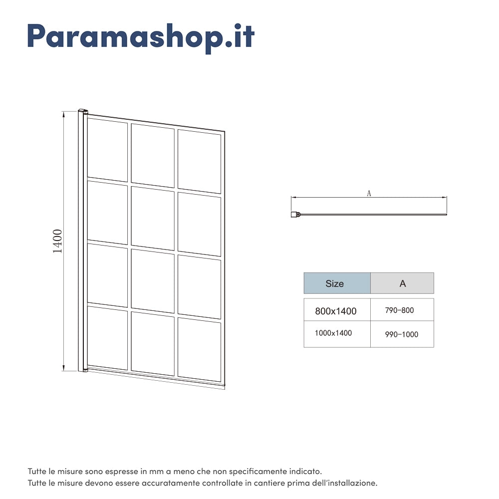 Parete sopravasca girevole 100 cm vetro stampato nero | Gyda