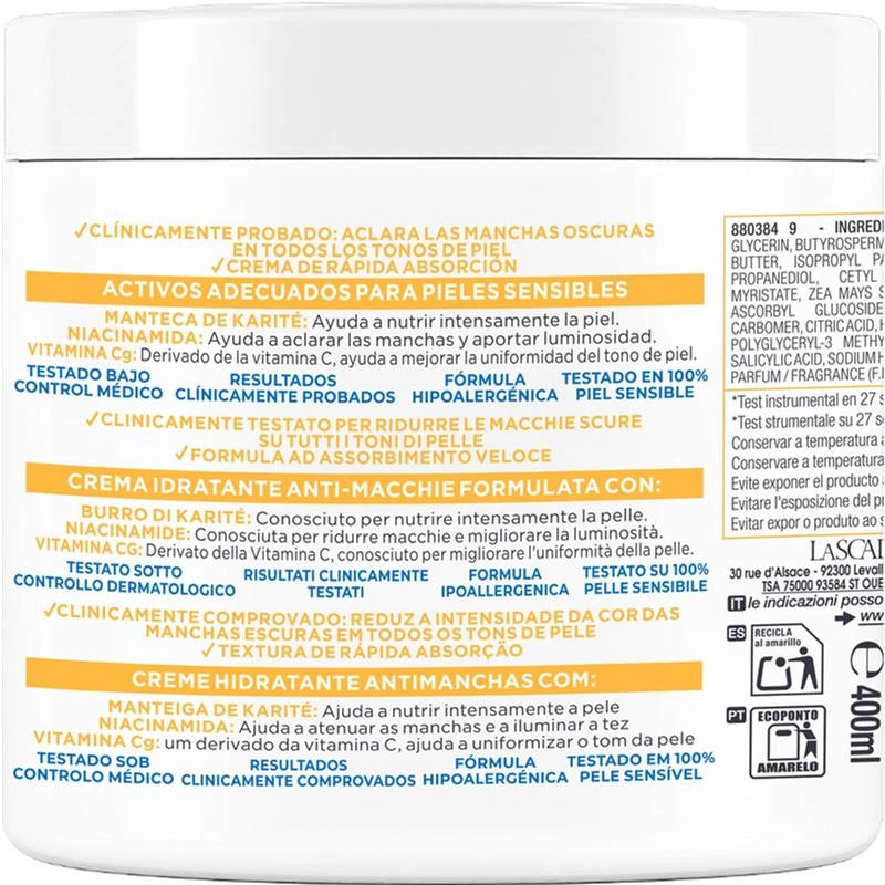 MIXA SENSITIVE SKIN EXPERT CREMA IDRATANTE ANTI-MACCHIE NIACINAMIDE BRIGHT 400 ML VISO,CORPO E MANI