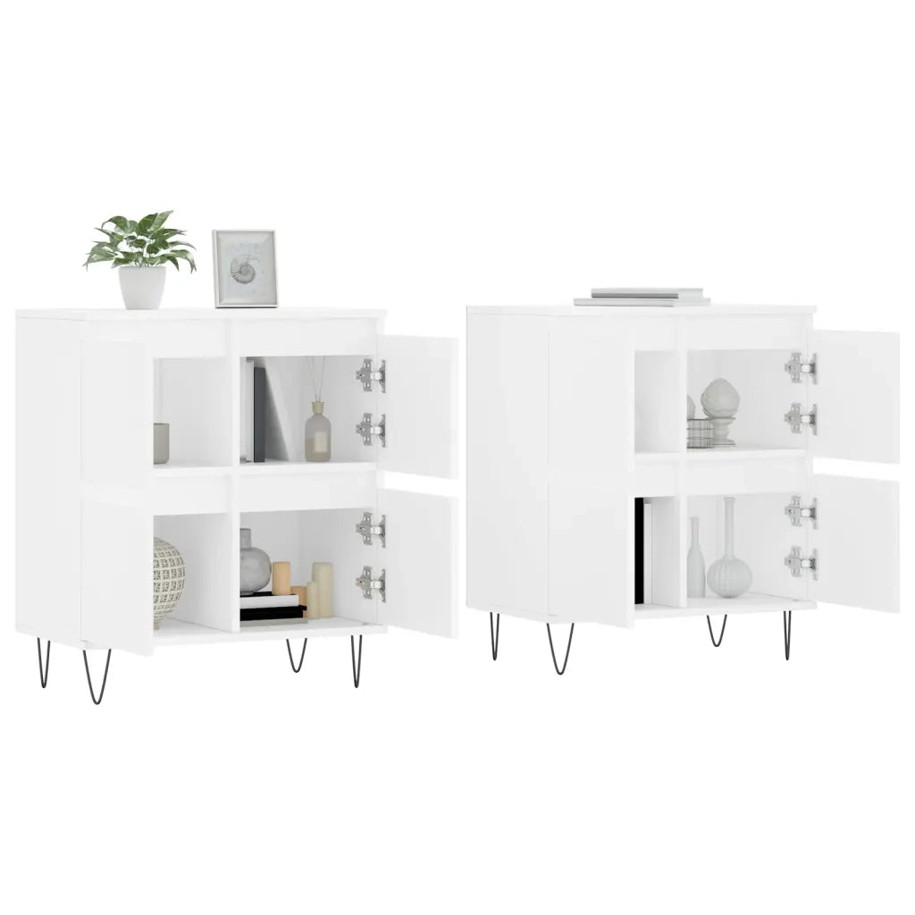 Credenze 2 pz | Madia | Buffet da pranzo | Armadio da pranzo Bianche in Legno Multistrato